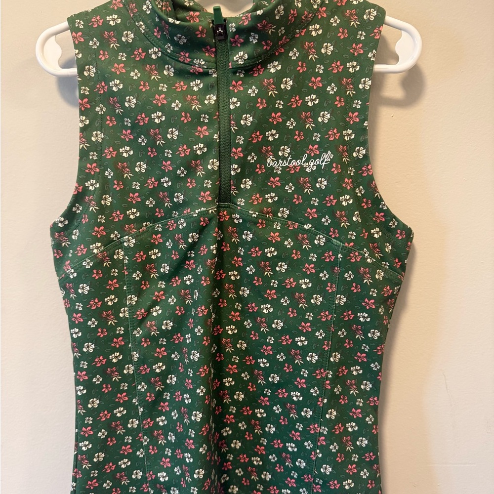 Barstool Sports Floral Printed Sleeveless Quarter Zip Tank Top